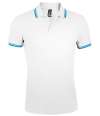 10577 SOL'S Pasadena Tipped Cotton Piqué Polo Shirt White / Aqua colour image